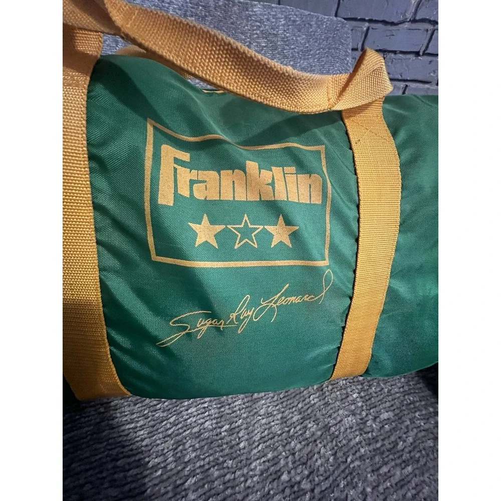 Vintage 1980s Franklin Sugar Ray Leonard Gym Duffle‎ Bag Green Yellow 22